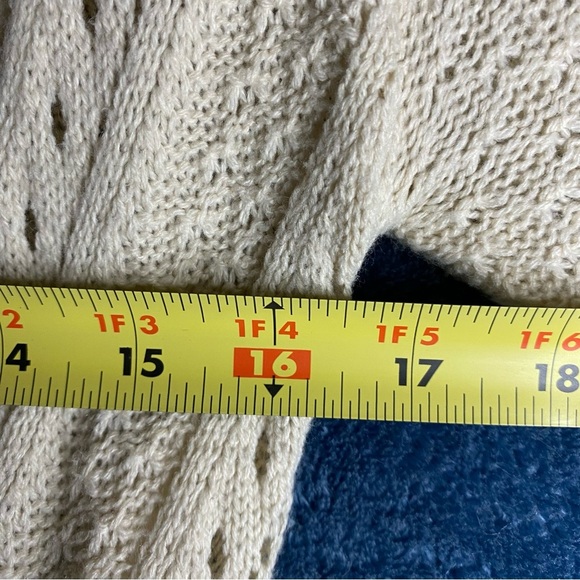 Women’s Beige Knit Crochet Open Front Long Duster Sweater Boho Cottagecore Sz S - Picture 5 of 6